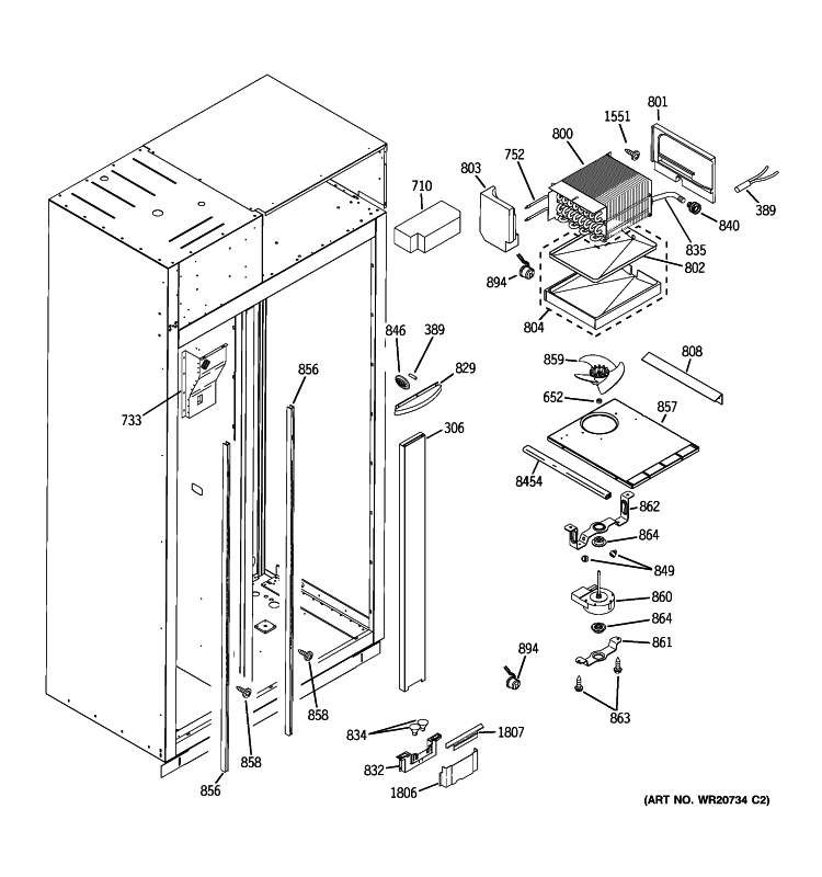 FREEZER SECTION Diagram and Parts List for ZISP420DTBSS  General Electric Refrigerator