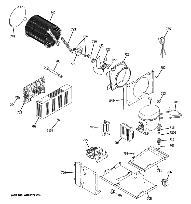 SEALED SYSTEM & MOTHER BOARD Diagram and Parts List for ZISW360DXA  General Electric Refrigerator