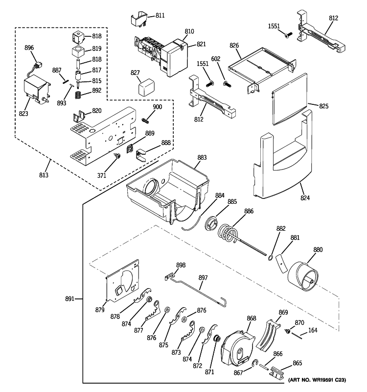 ICE MAKER & DISPENSER Diagram and Parts List for ZISW360DXA  General Electric Refrigerator