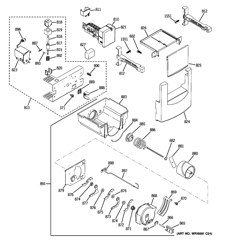 ICE MAKER & DISPENSER Diagram and Parts List for ZISW420DXA  General Electric Refrigerator