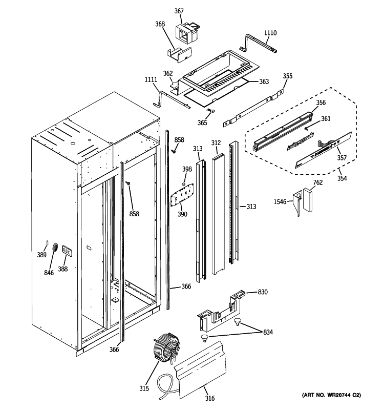 FRESH FOOD SECTION Diagram and Parts List for ZISW480DXA  General Electric Refrigerator