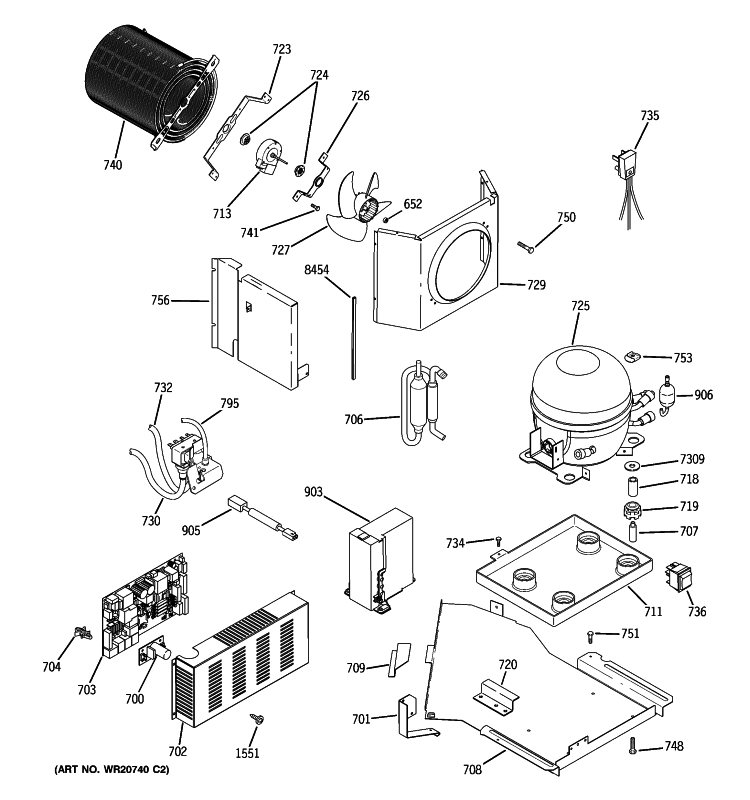 SEALED SYSTEM & MOTHER BOARD Diagram and Parts List for ZISS420NXASS  General Electric Refrigerator