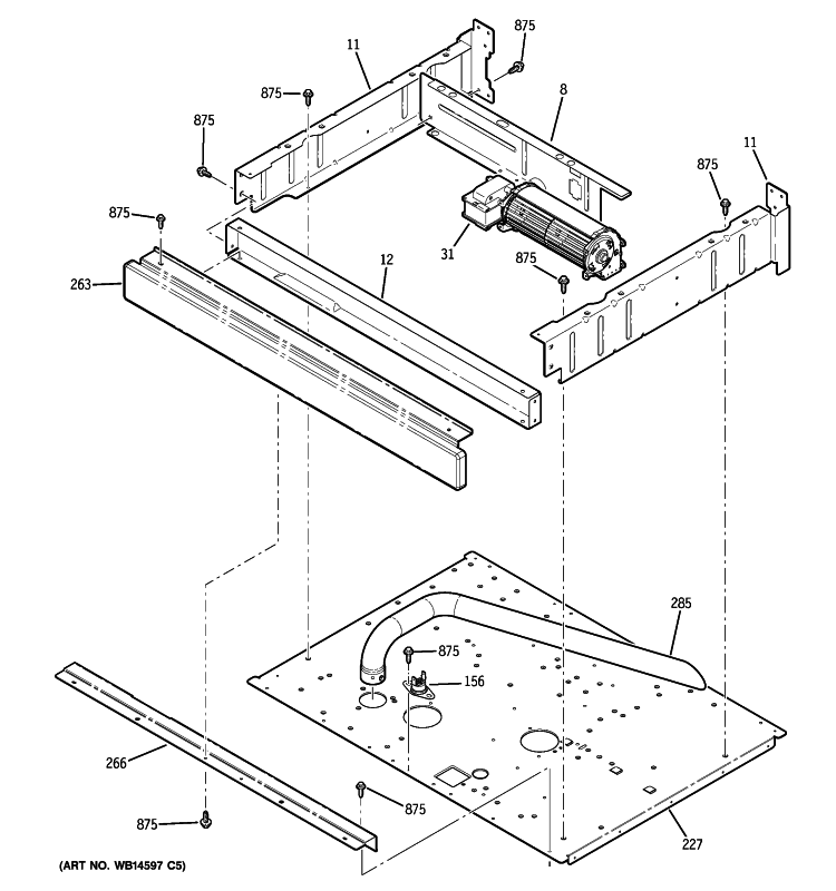 CENTER SPACER Diagram and Parts List for JTP55WM2WW  General Electric Wall Oven