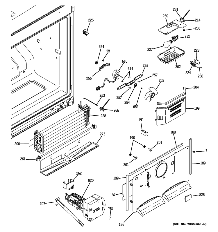 FREEZER SECTION Diagram and Parts List for GDSL3KCYBLLS  General Electric Refrigerator