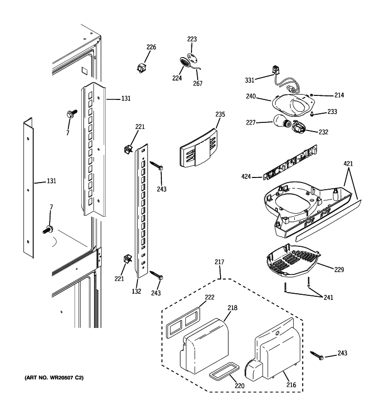FRESH FOOD SECTION Diagram and Parts List for GFSS2HCYASS  General Electric Refrigerator