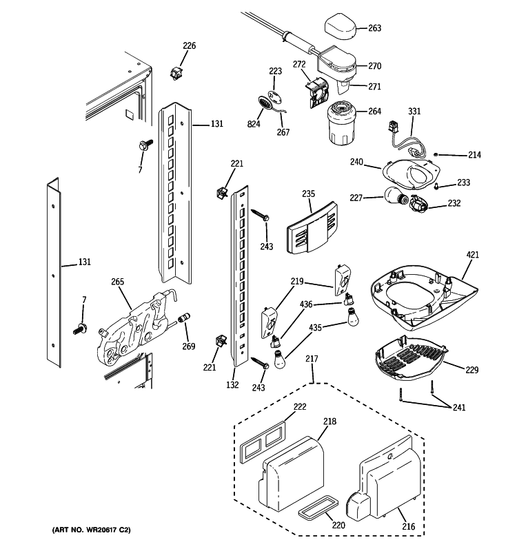 FRESH FOOD SECTION Diagram and Parts List for PFSS2MJYCSS  General Electric Refrigerator
