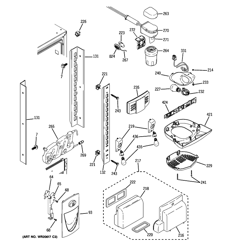 FRESH FOOD SECTION Diagram and Parts List for PFSW2MIYCSS  General Electric Refrigerator