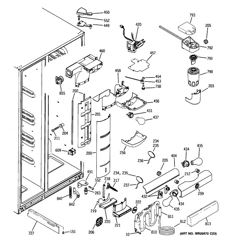 FRESH FOOD SECTION Diagram and Parts List for PSA29VGXACSS  General Electric Refrigerator