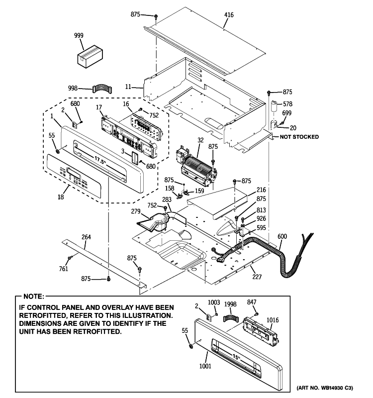 CONTROL PANEL Diagram and Parts List for JCKP70WM2WW  General Electric Wall Oven