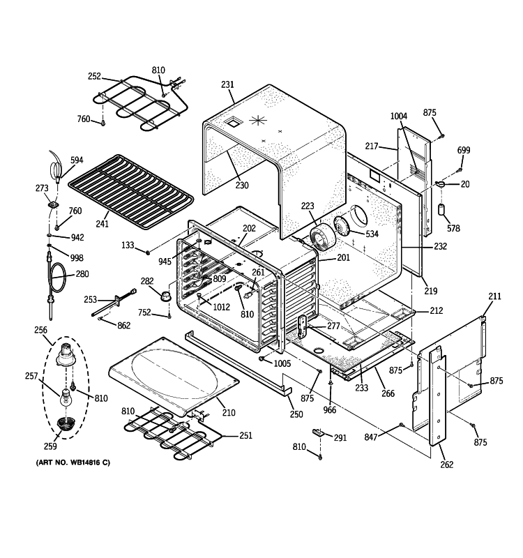 BODY PARTS Diagram and Parts List for PD968TP1WW  General Electric Range