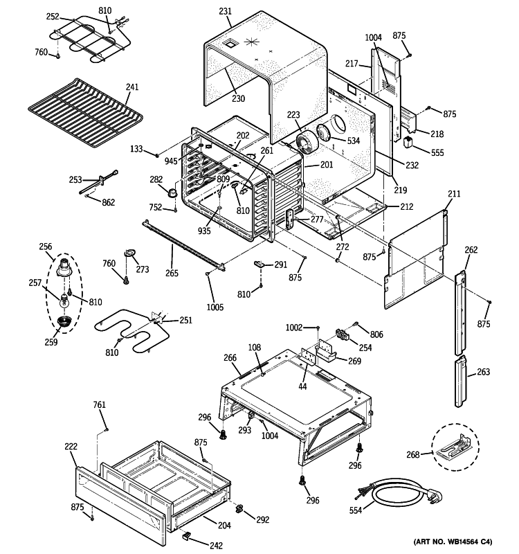 BODY PARTS Diagram and Parts List for JCSP42DN3BB  General Electric Range
