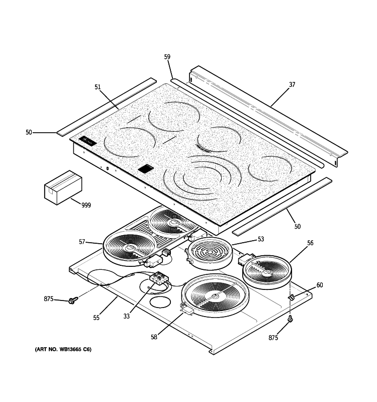 COOKTOP Diagram and Parts List for JCSP46DP2BB  General Electric Range