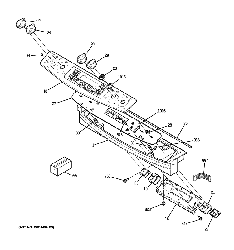 CONTROL PANEL Diagram and Parts List for JCSP46SP2SS  General Electric Range