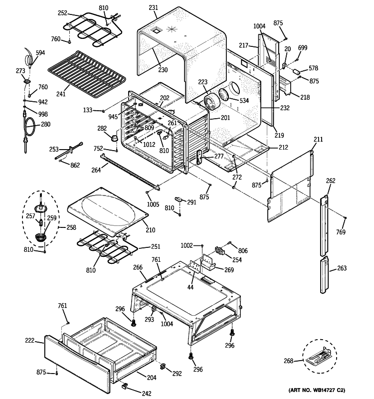 BODY PARTS Diagram and Parts List for JSP46SP2SS  General Electric Range