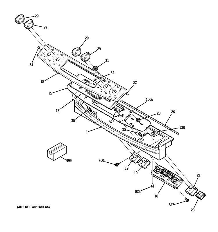 CONTROL PANEL Diagram and Parts List for PS900DP2BB  General Electric Range