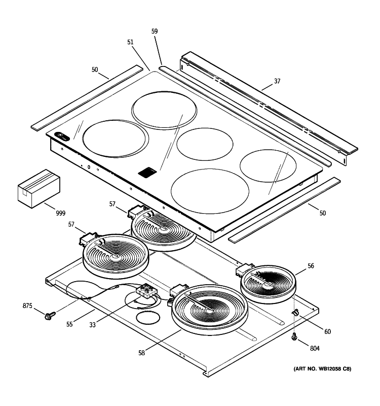 COOKTOP Diagram and Parts List for PS900DP2BB  General Electric Range