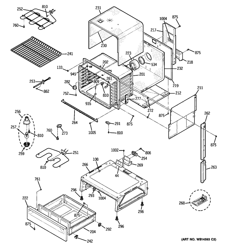 BODY PARTS Diagram and Parts List for PS900DP2BB  General Electric Range