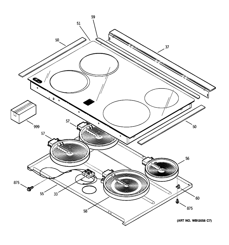 COOKTOP Diagram and Parts List for PS900SP2SS  General Electric Range