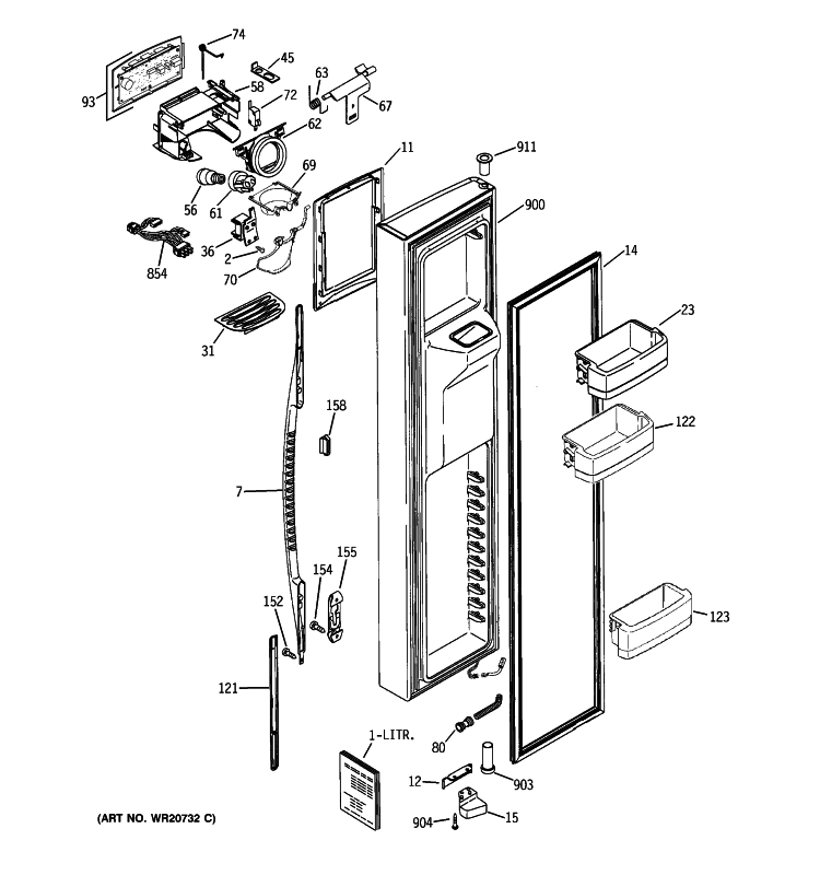 FREEZER DOOR Diagram and Parts List for HSK27MGWJCCC  Hotpoint Refrigerator