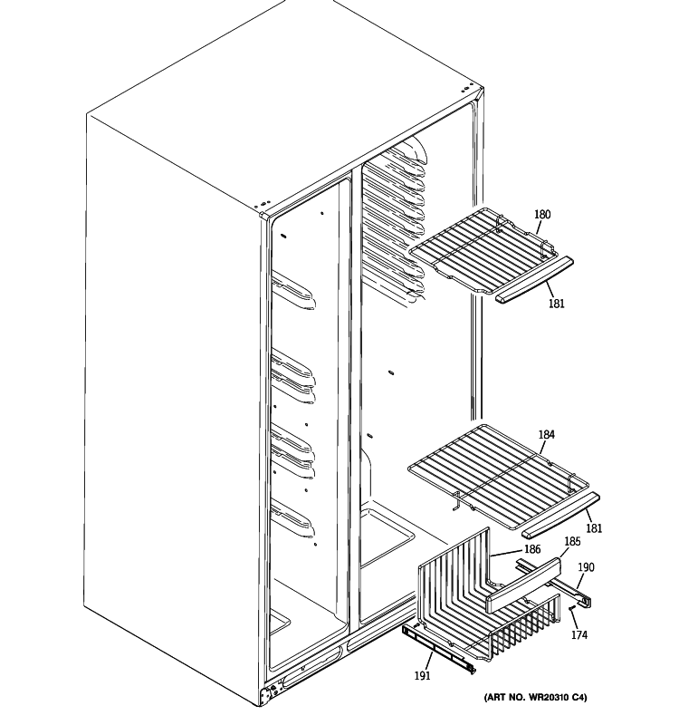 FREEZER SHELVES Diagram and Parts List for ESHS6PGYAESS  General Electric Refrigerator
