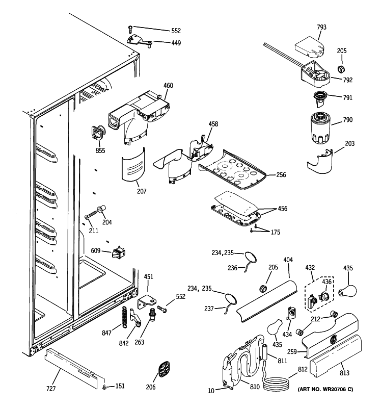 FRESH FOOD SECTION Diagram and Parts List for ESHS6PGYCESS  General Electric Refrigerator