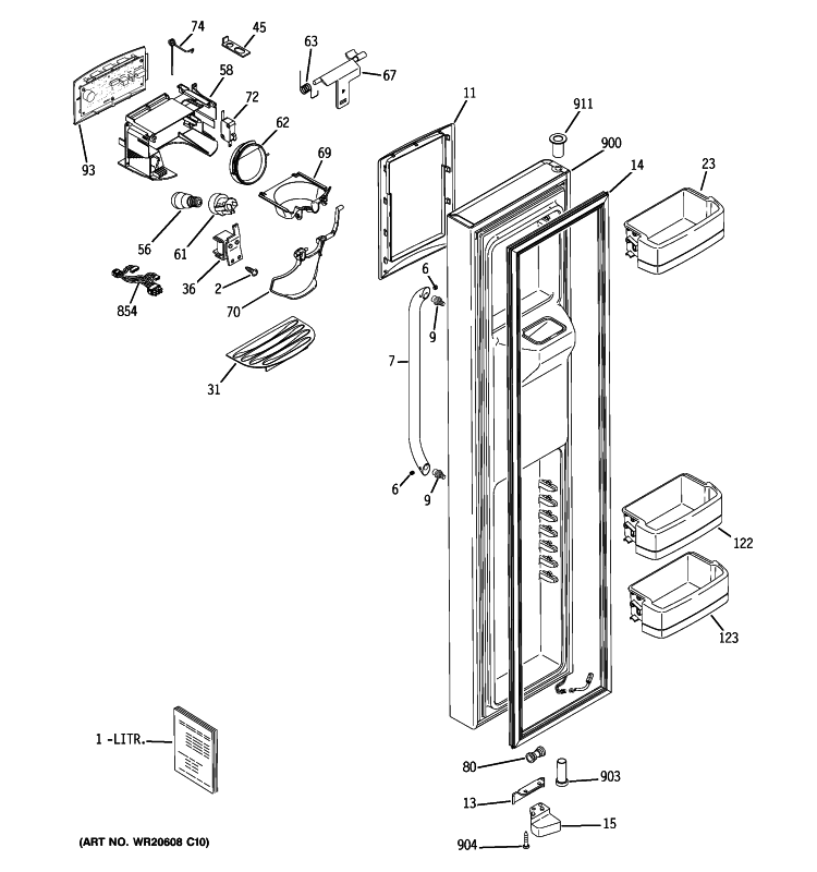 FREEZER DOOR Diagram and Parts List for GSHF5MGXGEBB  General Electric Refrigerator