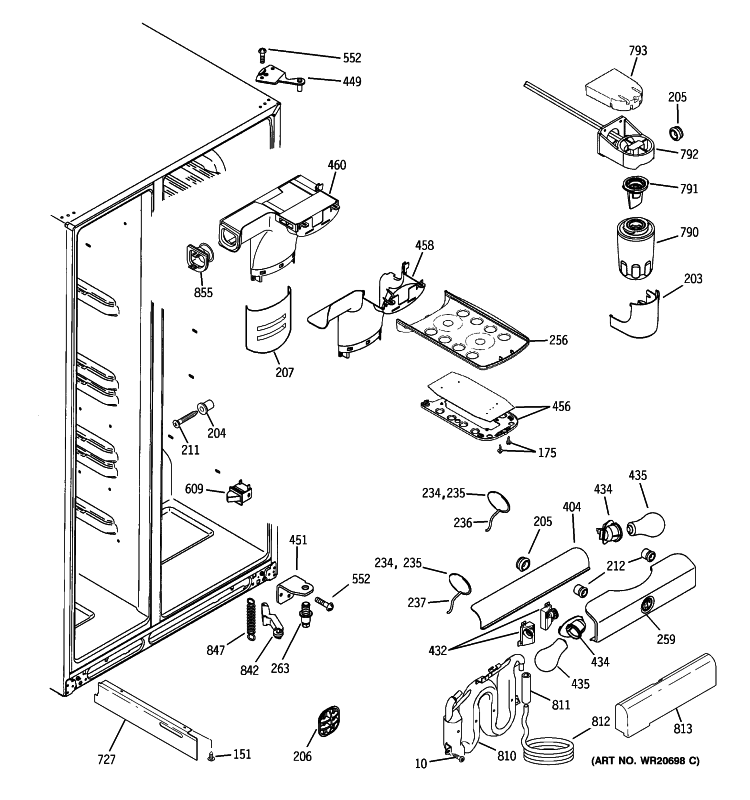 FRESH FOOD SECTION Diagram and Parts List for GSHS6PGYAESS  General Electric Refrigerator
