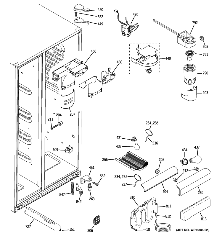 FRESH FOOD SECTION Diagram and Parts List for GSS23QSTLSS  General Electric Refrigerator