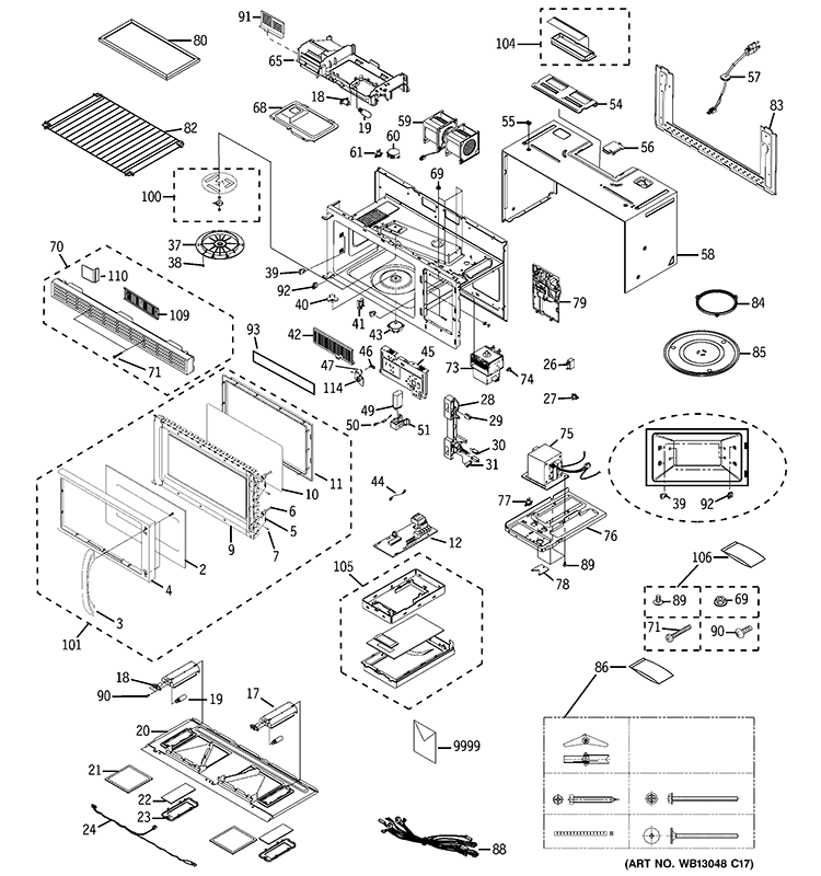 MICROWAVE Diagram and Parts List for JVM1441CJ02  General Electric Microwave