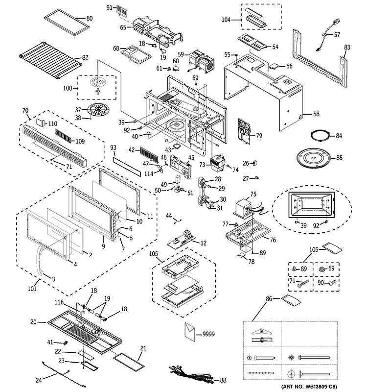 MICROWAVE Diagram and Parts List for JVM1441CJ04  General Electric Microwave