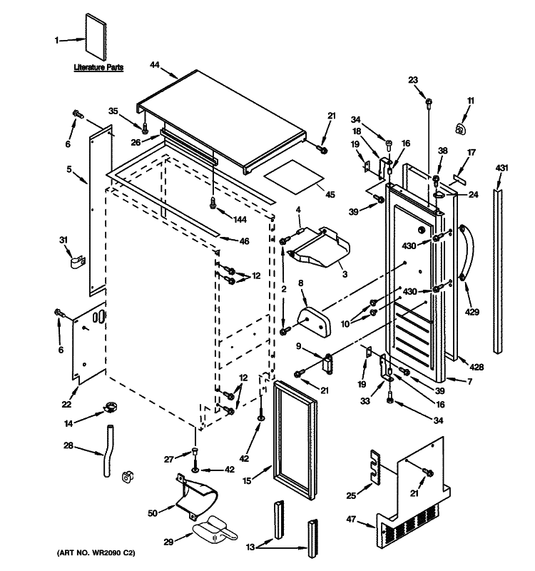 CABINET, LINER & DOOR PARTS Diagram and Parts List for ZDIS150WSSC  General Electric Ice Maker