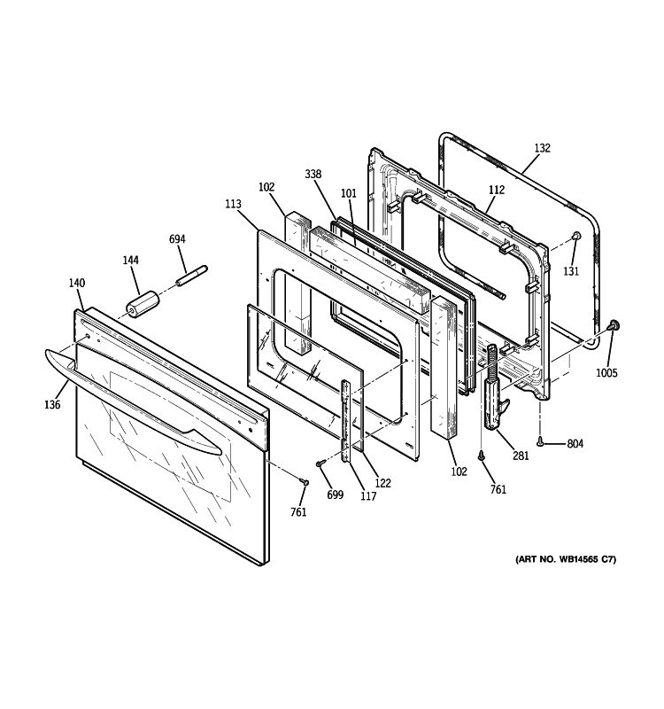 DOOR Diagram and Parts List for PD900DP1BB  General Electric Range
