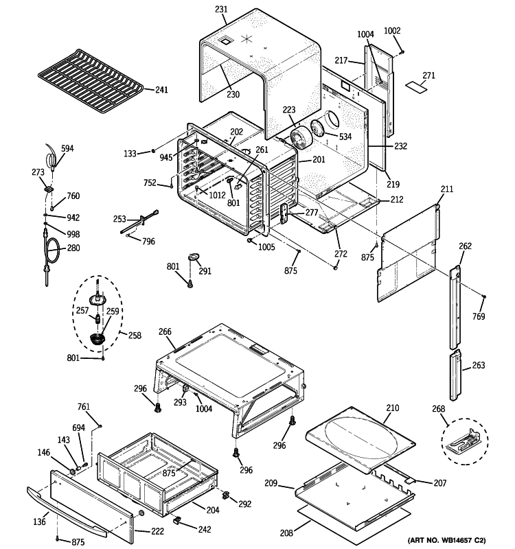 BODY PARTS Diagram and Parts List for PGS968SEM3SS  General Electric Range