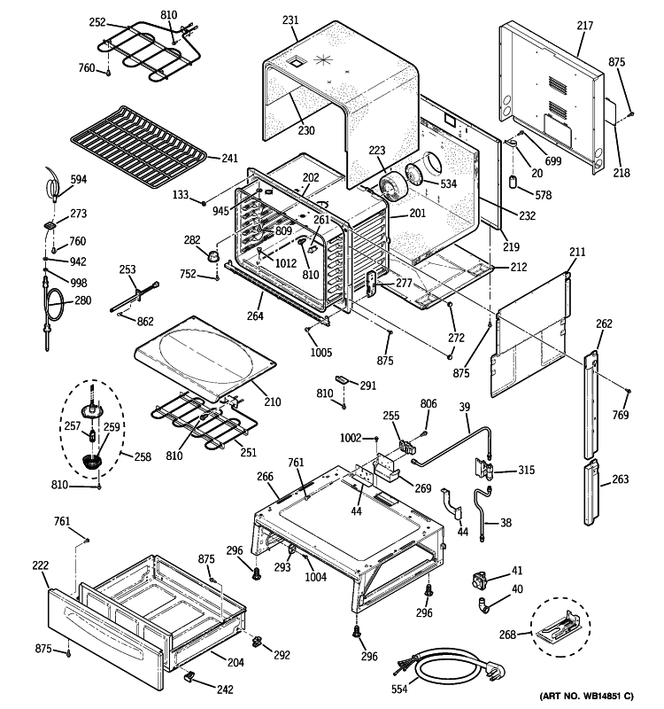 BODY PARTS Diagram and Parts List for P2S975DEP1WW  General Electric Range