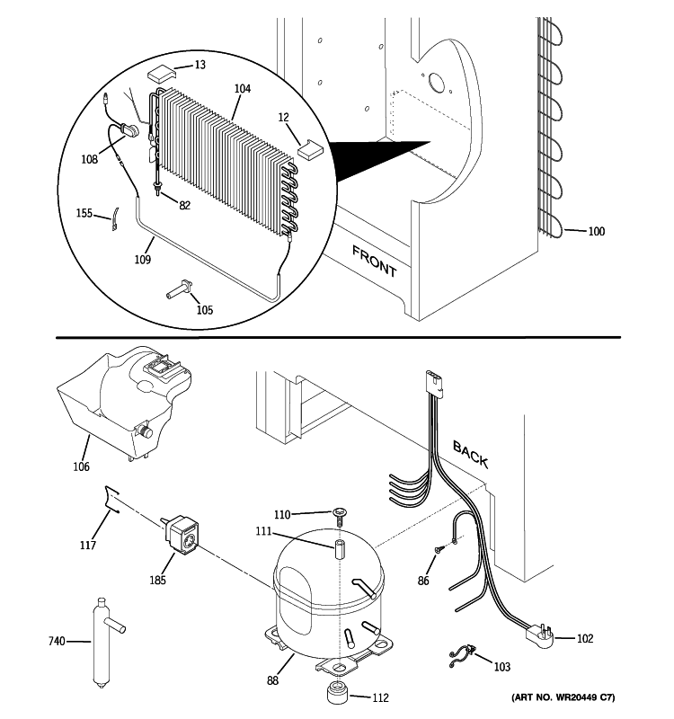 UNIT PARTS Diagram and Parts List for FUF14SVDRWW  General Electric Freezer