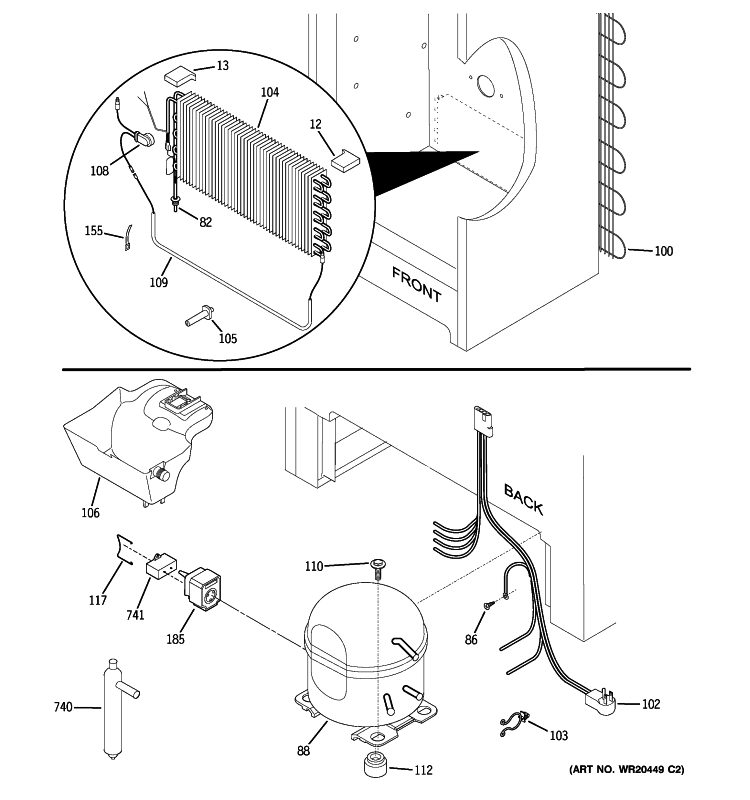 UNIT PARTS Diagram and Parts List for FUF21SVDRWW  General Electric Freezer