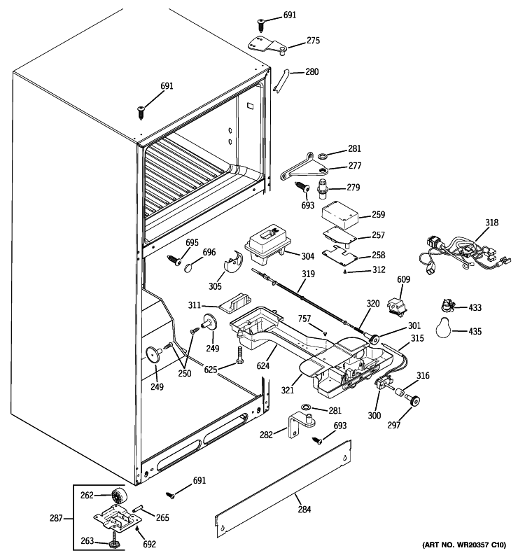 FRESH FOOD SECTION Diagram and Parts List for GTH18IBXCRBB  General Electric Refrigerator