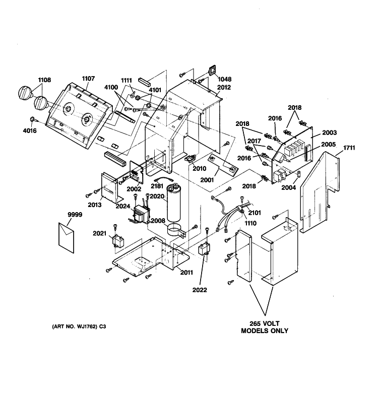 CONTROL ASSEMBLY Diagram and Parts List for AZ22E12D2BM3  General Electric Air Conditioner
