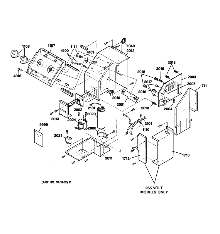CONTROL ASSEMBLY Diagram and Parts List for AZ22E12E3BM3  General Electric Air Conditioner