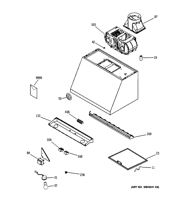 RANGE HOOD Diagram and Parts List for CV936M3SS  General Electric Warming Drawer