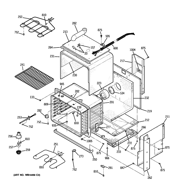 BODY PARTS Diagram and Parts List for JDS28DN2WW  General Electric Range
