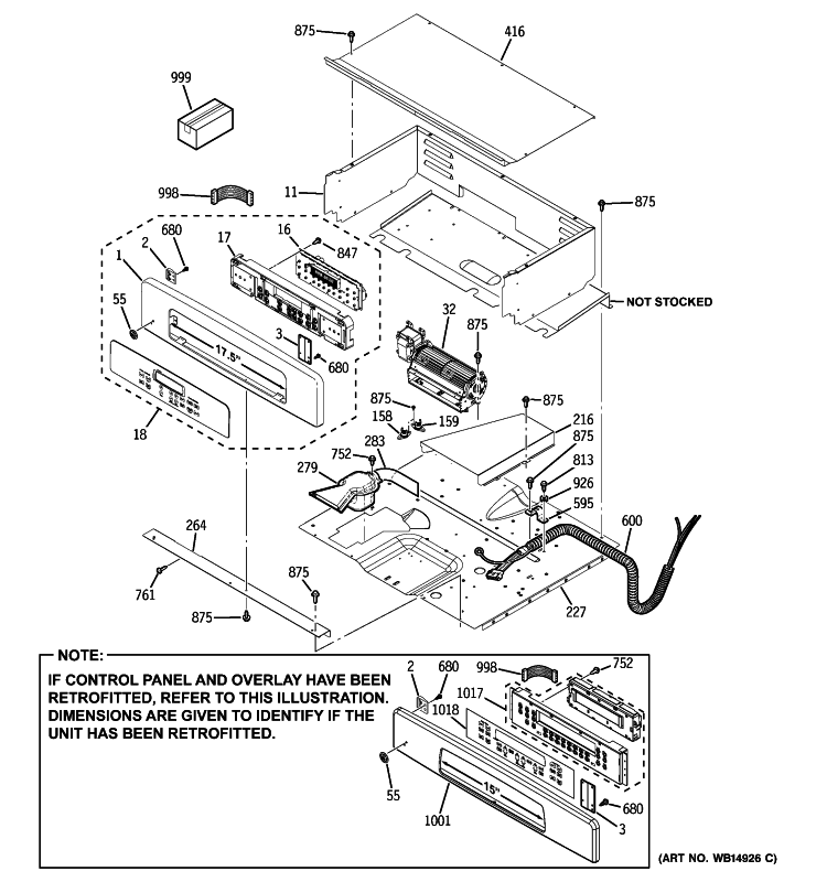 CONTROL PANEL Diagram and Parts List for JKP55WM2WW  General Electric Wall Oven