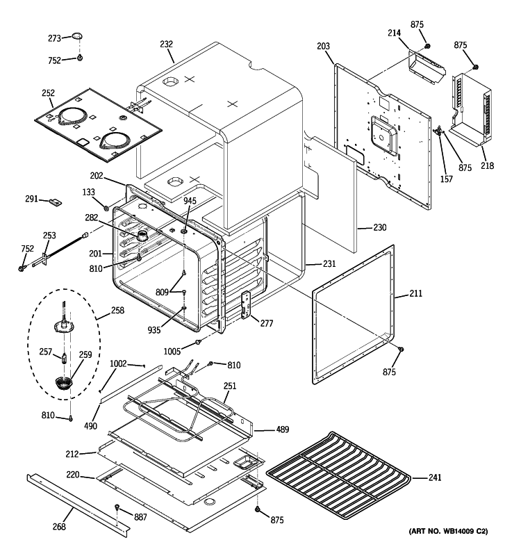 LOWER OVEN Diagram and Parts List for JKP55WM2WW  General Electric Wall Oven