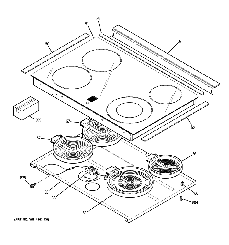 COOKTOP Diagram and Parts List for JSP42DN2CC  General Electric Range