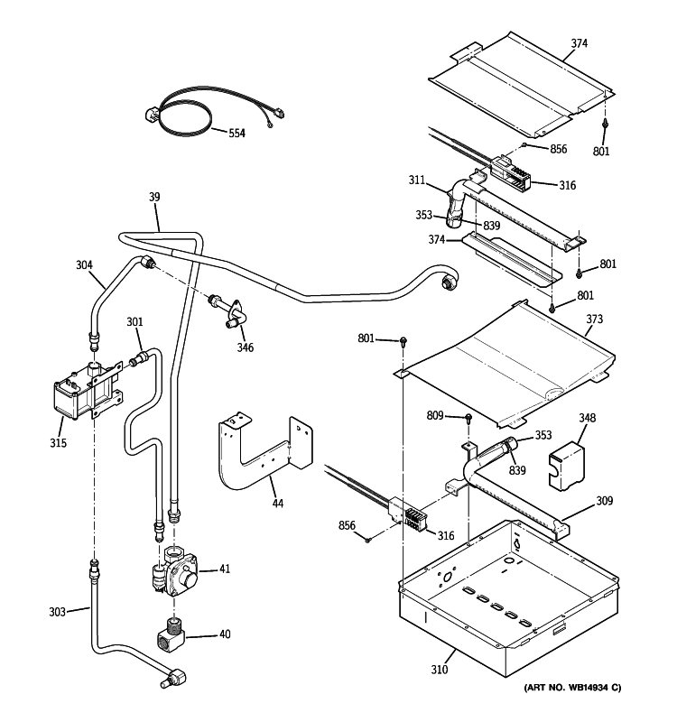 GAS & BURNER PARTS Diagram and Parts List for PGS908DEP1CC  General Electric Range