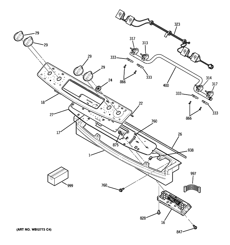 CONTROL PANEL Diagram and Parts List for PGS908SEP1SS  General Electric Range