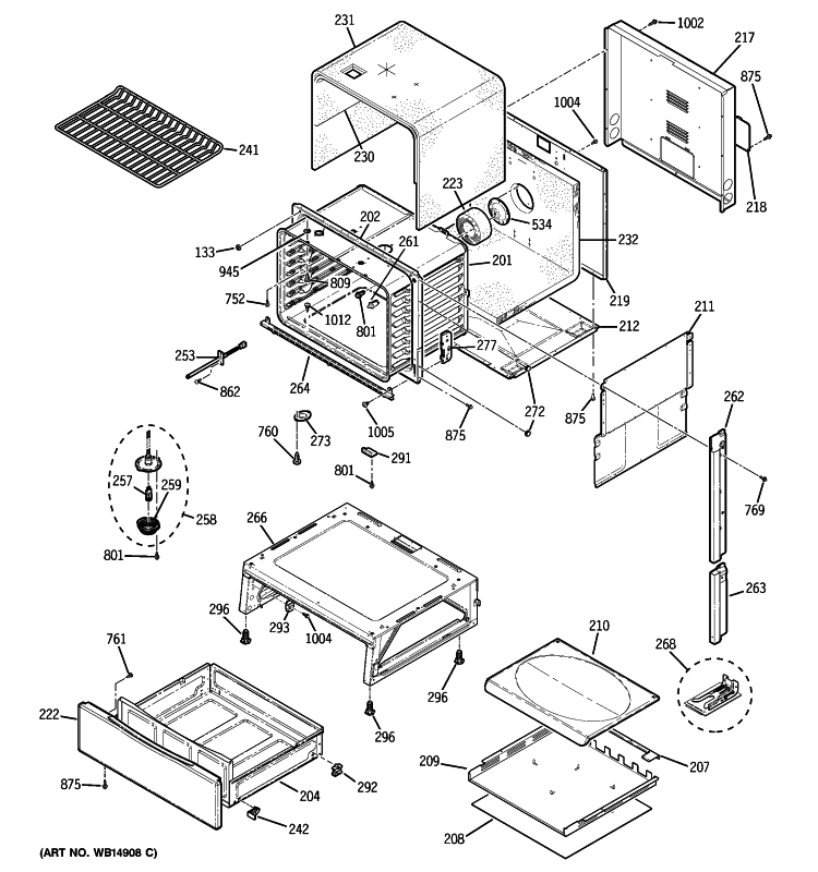BODY PARTS Diagram and Parts List for PGS908SEP1SS  General Electric Range