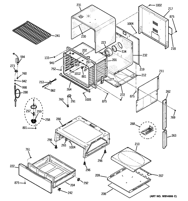 BODY PARTS Diagram and Parts List for PGS975DEP1WW  General Electric Range