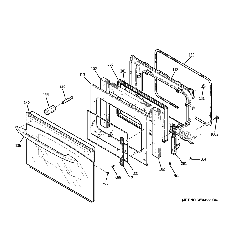 DOOR Diagram and Parts List for PGS975DEP1WW  General Electric Range