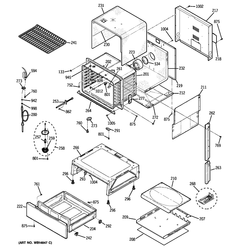 BODY PARTS Diagram and Parts List for PGS975SEP1SS  General Electric Range